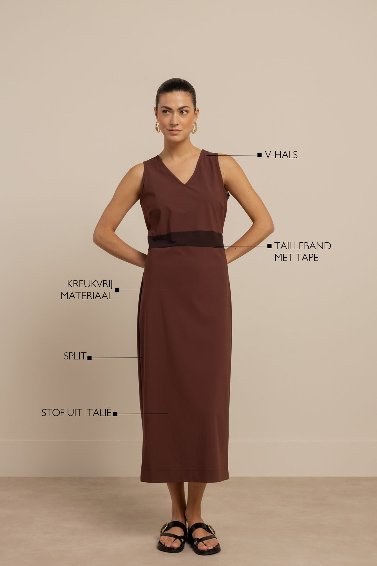 Studio Anneloes Tirza Dress Chestnut, chestnutkleurige jurk